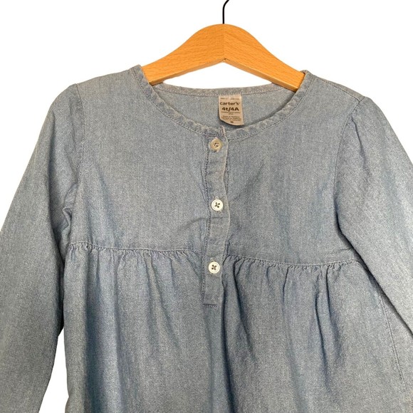 Carters Blue Chambray Shirt Dress Size 4 - Picture 3 of 10